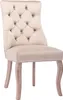 A single beige upholstered dining chair with tufted backrest and wooden legs, presented against a white background. Anteprima dell’immagine prodotto