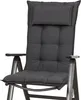 A close-up view of a dark gray chair cushion with a headrest. Produktbild-Vorschau