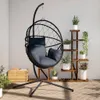 vidaXL Hängesessel Ei-Design mit Ständer Anthrazit Rattan Produktbild-Vorschau 2
