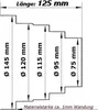Technical drawing with measurements of a stepped cylindrical object. Anteprima dell’immagine prodotto