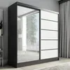 A modern wardrobe with sliding doors, one of which is mirrored. Produktbild-Vorschau