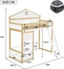 A diagram of a bunk bed with dimensions and measurements. Voir les images du produit