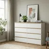 Kommode Weiß Eiche Torro 8 Schubladen matt 100x34x100 cm Produktbild-Vorschau 4