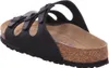 A black Birkenstock sandal is shown from a rear-side angle on a white background. Produktbild-Vorschau