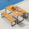 Akazienholz Esstisch, 140 cm rechteckiger Gartentisch mit Produktbild-Vorschau 2