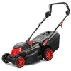 A black and red electric lawnmower is shown against a white background. Náhled obrázku produktu