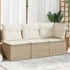 vidaXL Gartensofa mit Kissen 3-Sitzer Beige Poly Rattan Produktbild-Vorschau 1