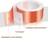 A roll of copper tape with its layers peeled back to show the adhesive side and the copper surface. Produktbild-Vorschau