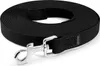A black dog leash coiled up with a silver metal clasp. Produktbild-Vorschau