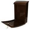 A brown plastic mailbox with its front flap open, revealing the interior and a key attached to the lock. Voir les images du produit