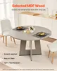A round dining table with chairs in a dining room setting, with text overlays highlighting product features. Anteprima dell’immagine prodotto