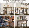 A collage of four images showing a bar table and stools in different room settings: living room, dining room, restaurant, and kitchen. Produktbild-Vorschau
