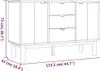 A line drawing of a sideboard with dimensions indicated. Podgląd zdjęcia produktu