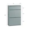 A gray shoe cabinet with dimensions shown. Anteprima dell’immagine prodotto