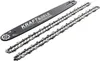 A chainsaw guide bar and two chains on a white background. Produktbild-Vorschau