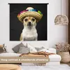 MuchoWow® Wandteppich Wandbehang Hund - Sombrero - Schwarz Produktbild-Vorschau 2
