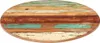 A circular tabletop made of reclaimed wood planks with a distressed, multi-colored finish. Anteprima dell’immagine prodotto
