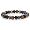 Elastisches Natursteinarmband mit Tigerauge, Obsidian & Produktbild-Vorschau 1