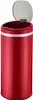 A red automatic kitchen trash can with a silver lid is shown against a white background. Produktbild-Vorschau