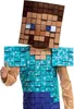 A child wearing a Minecraft Steve costume, including a blocky head mask and a pixelated body suit. Produktbild-Vorschau