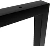 A close-up view of a black metal table leg frame, showing a pre-drilled hole on the top surface. Produktbild-Vorschau