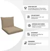 A beige lounge cushion set is shown next to a series of feature callouts. Produktbild-Vorschau