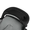 A close-up view of the handle and seat of a stroller. Podgląd zdjęcia produktu
