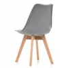 A back view of a gray chair with light brown wooden legs against a white background. Podgląd zdjęcia produktu