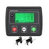A genset controller with a digital display and control buttons, along with mounting accessories. Náhled obrázku produktu