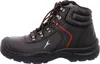 A black work boot with red accents and laces, shown from the side against a white background. Produktbild-Vorschau