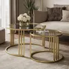 Runder Couchtisch 2in1 LORI GLASS gebürstetes Gold, Produktbild-Vorschau 2