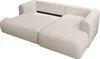 A cream-colored sectional sofa is shown from a diagonal angle, with one section extended to reveal a pull-out bed mechanism. Produktbild-Vorschau
