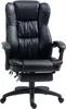 A black leather office chair with a footrest is shown against a white background. Podgląd zdjęcia produktu