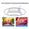 Diagram of refrigerator temperature settings and images of food items for refrigerator and freezer compartments. Produktbild-Vorschau