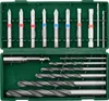 A set of drill bits and screwdriver bits in a green plastic case. Produktbild-Vorschau
