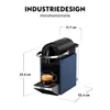 A blue Nespresso coffee machine with dimensions indicated. Produktbild-Vorschau