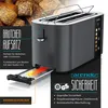 A toaster with a bread roll attachment and a crumb tray shown in a marketing image. Podgląd zdjęcia produktu