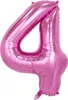 Folienballon Zahl 4, ca. 80 cm, pink, für Luftbefüllung Produktbild-Vorschau 1