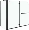 Badewannenaufsatz 2-fach Faltbar ESG 120x68x130 cm Schwarz Produktbild-Vorschau 1
