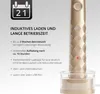 A close-up of a gold electric toothbrush in its charging base, with marketing text and icons on the left. Náhled obrázku produktu