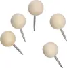 A group of five thumbtacks with round, beige heads and silver pins, arranged on a white background. Produktbild-Vorschau