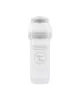 A white baby bottle with a gray lid and nipple, isolated on a white background. Produktbild-Vorschau