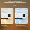 Two air conditioning units are shown, one demonstrating heating and the other cooling, with text describing their functions. Produktbild-Vorschau