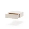A floating bedside table with one open drawer against a white background. Produktbild-Vorschau