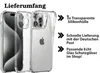 A product image showing two transparent phone cases with text describing the contents of the package and shipping information. Produktbild-Vorschau