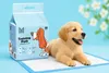 A puppy is lying on a training pad next to a package of training pads. Podgląd zdjęcia produktu
