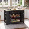 Merax Mobile Kücheninsel 120 cm mit Glastüren und offene Produktbild-Vorschau 4