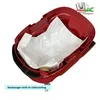A red vacuum cleaner dustbin with a white dust bag inside, shown from a top-down angle. Produktbild-Vorschau
