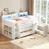 Lit superposé bas 90x200, avec 3 tiroirs, bureau intégré, Voir les images du produit 2
