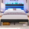 AODEMOKO Bett 140X190cm mit LED Beleuchtung, Metallbett mit Produktbild-Vorschau 5